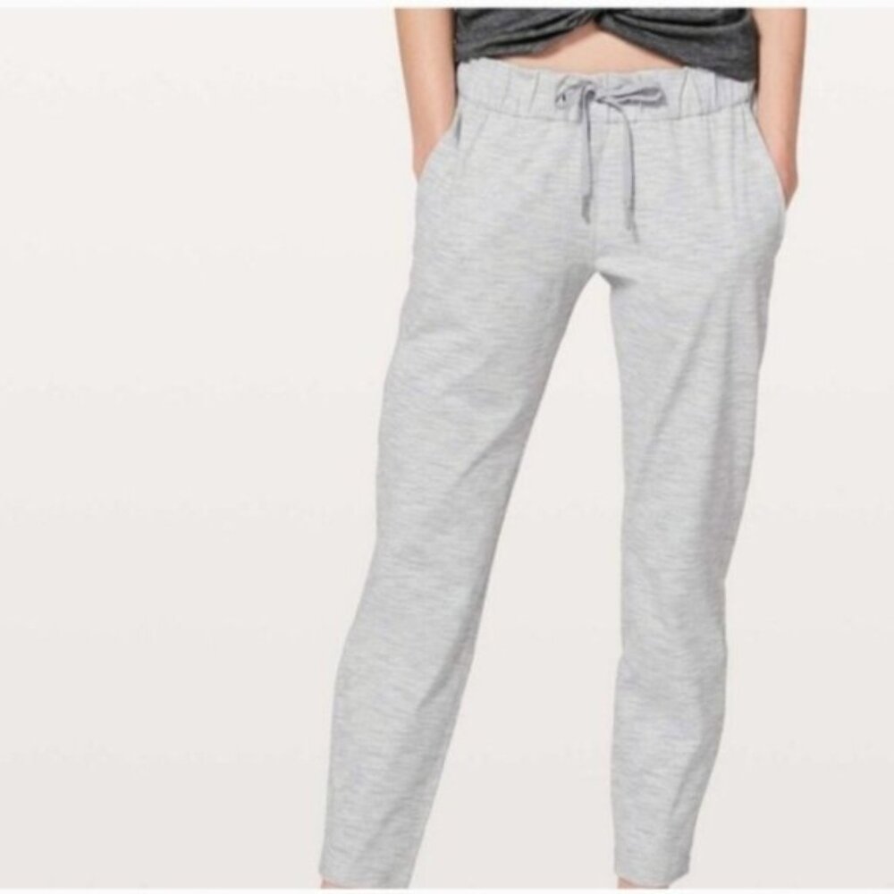Lululemon Grey Casual  Jogger Pullon Pants 27" Sz 4 Pockets waist drawcord